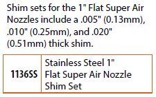 1 inch flat air nozzle shim set