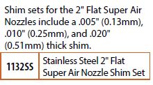 2 inch flat air nozzle shim set